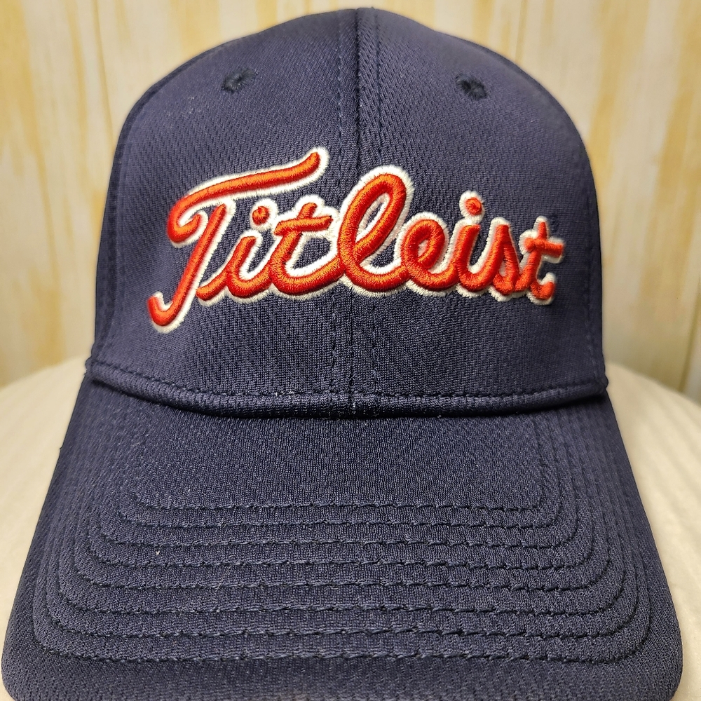 Titleist cap/hat by new era blue/red in color fitted size s/m